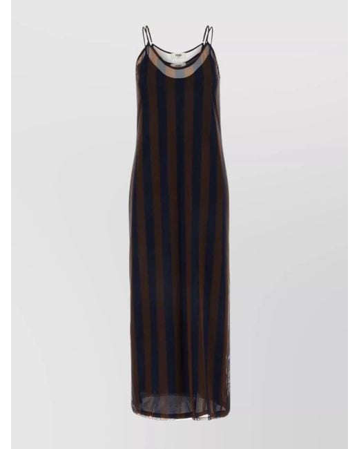 Fendi Black Printed Midi Dress