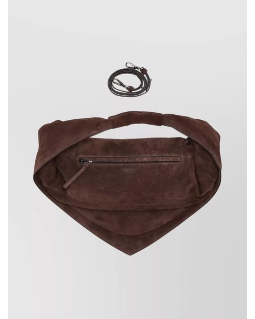 FEDERICO CINA Brown Leather Padded Shoulder Bag