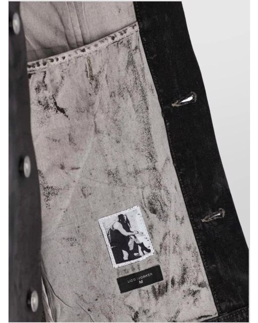Rick Owens Black Printed Design Jacket With Long Sleeves And Pockets for men