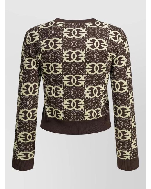 Pinko Black Crew Neck Cropped Knit Top Long Sleeves