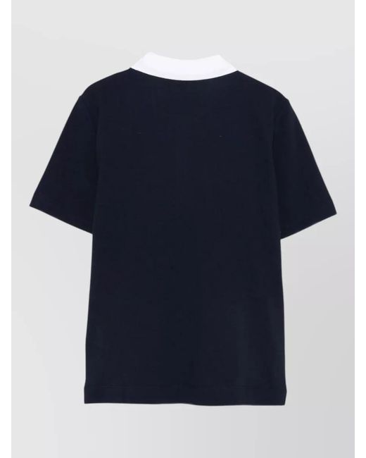 Fay Blue Short Sleeve Polo Shirt Contrasting Collar