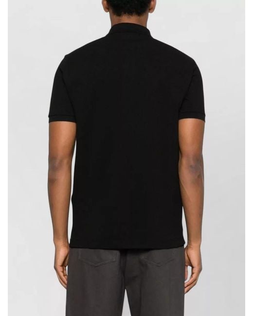 Stone Island Black Logo Cotton Polo Shirt Short Sleeves for men