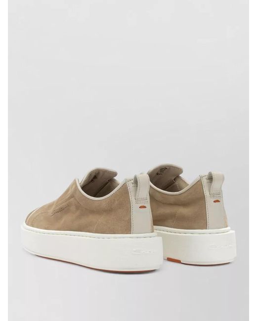 Santoni Natural Low Sneakers Round Toe Suede Upper