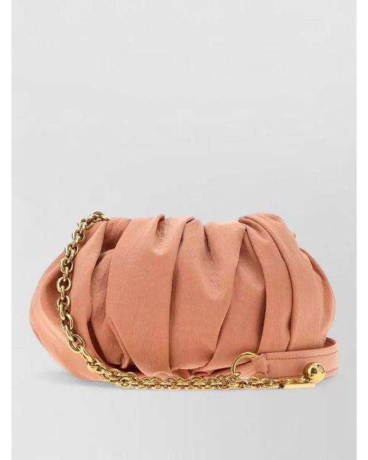 Chloé Multicolor Canvas Plissé Shoulder Bag Chain Strap