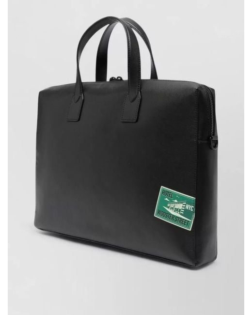 Paul Smith Black Patch Graphic Leather Briefcase Shoulder Strap for men