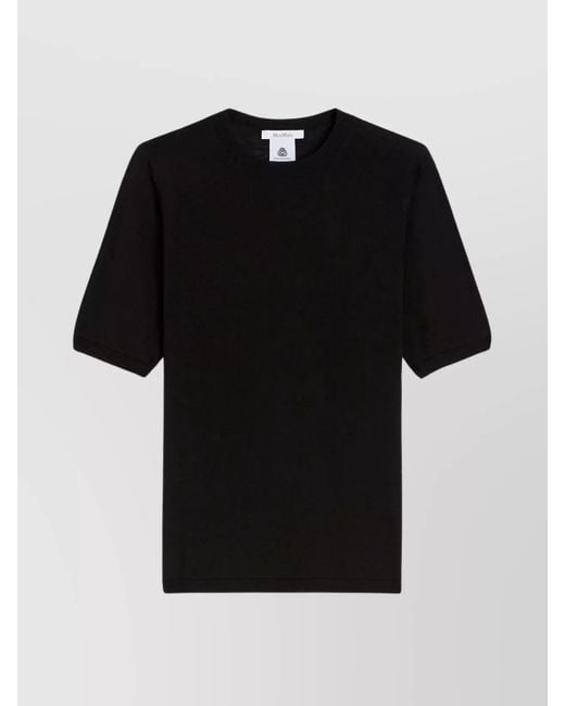 Max Mara Black Short-Sleeved Crew Neck Wool Sweater