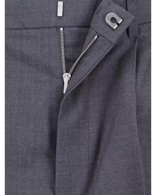 Jil Sander Blue Virgin Wool Straight-Leg Tailored Trousers for men