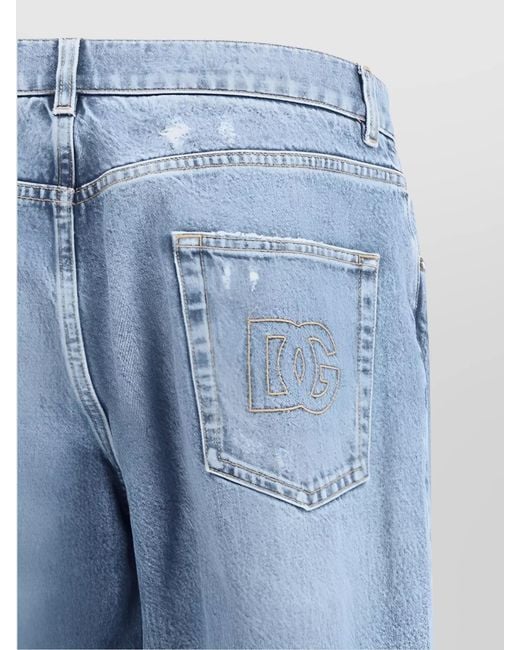 Dolce & Gabbana Blue Destroyed Denim Straight-Leg Jeans for men