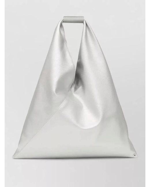 MM6 by Maison Margiela White Japanese Inspired Metallic Tote Bag