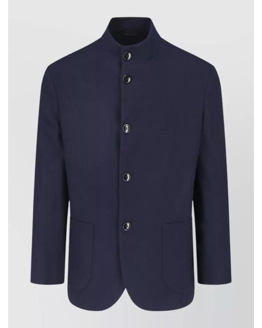 Giorgio Armani Blue Tailored Blazer High Collar Super 160S Wool for men