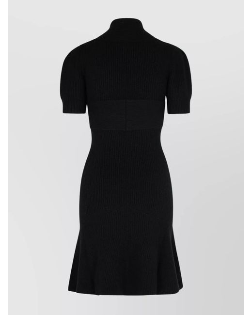 Patou Black Cashmere Merino Wool Scarf Draped Midi Dress