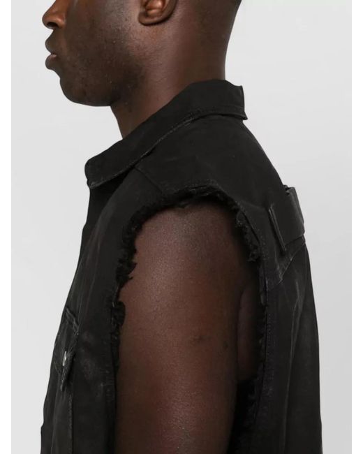 Rick Owens Black Fringed Cotton Shirt Jacket for men