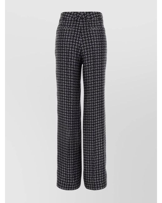 Prada Gray Printed Silk Wide-Leg Trousers