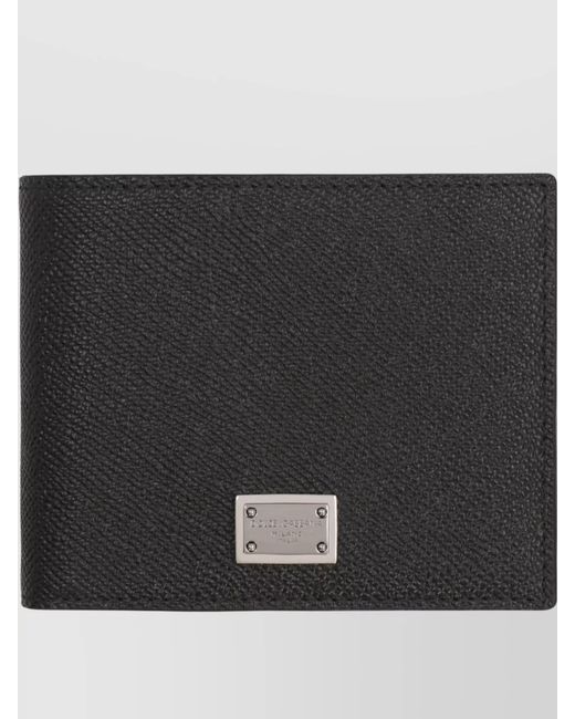 Dolce & Gabbana Black Calfskin Leather Flap-Over Wallet for men