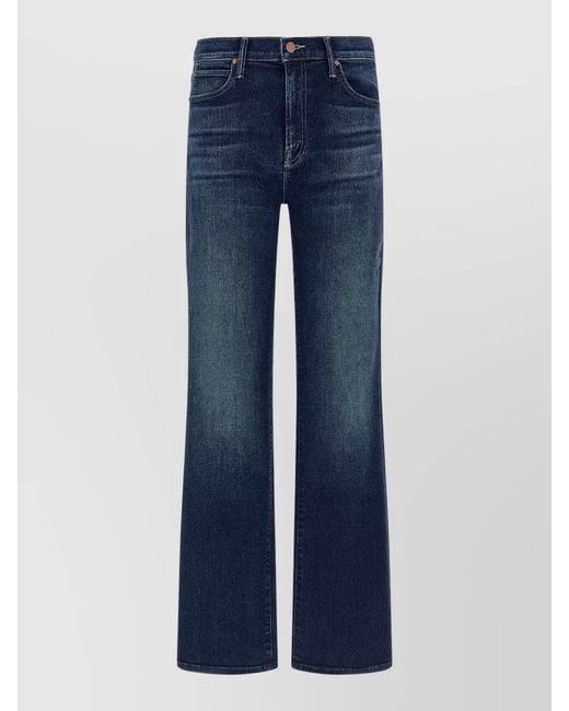 Mother Blue Denim Wide-Leg Trousers