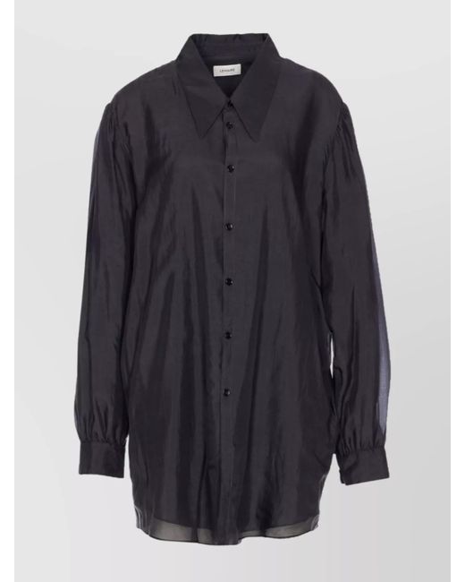 Lemaire Blue Charcoal Pointed Collar Buttoned Cuffs Long Sleeves