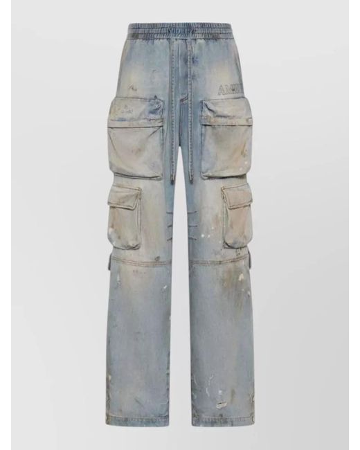Amiri Gray Denim Cargo Wide-Leg Trousers