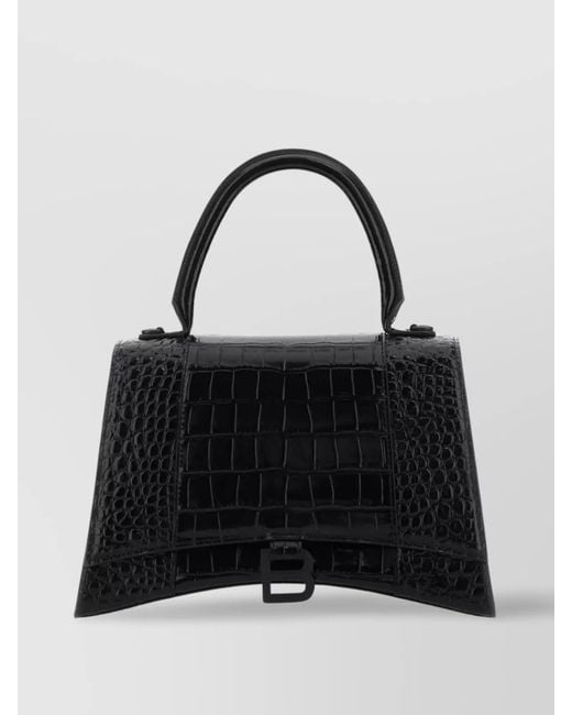 Balenciaga Black Hourglass Calf Leather Shoulder Bag