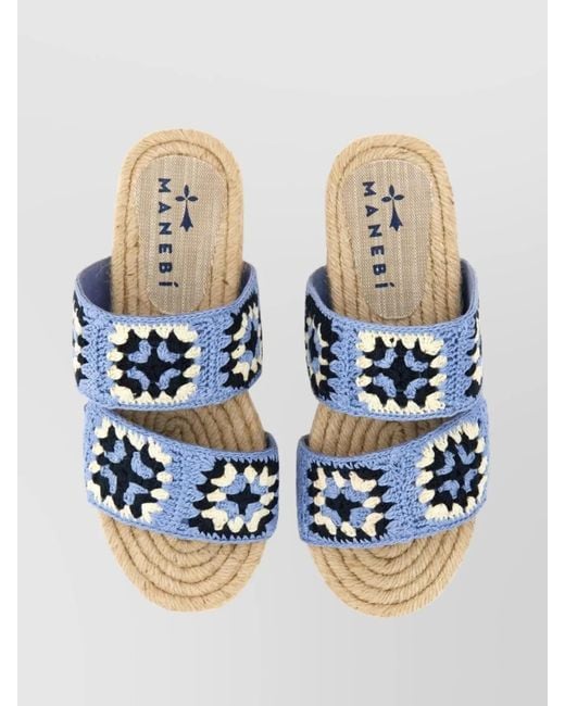 Manebí Blue Cotton Espadrille Sandals