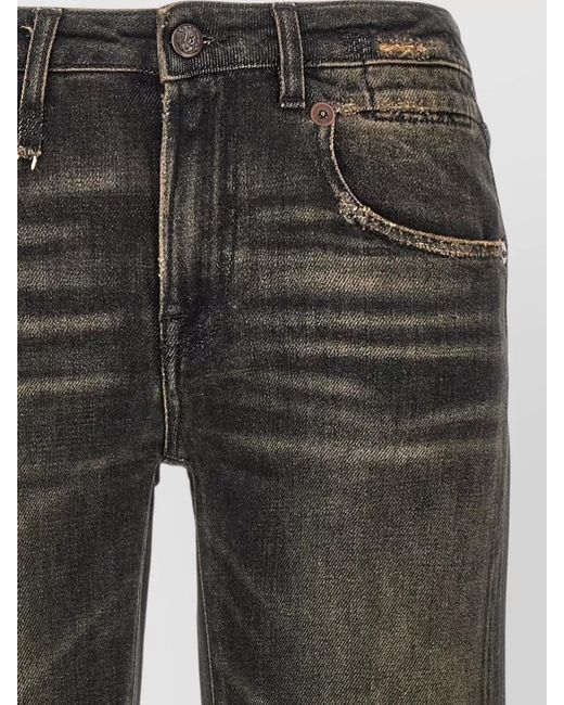 R13 Gray Straight Boy Jeans Belt Loops Design