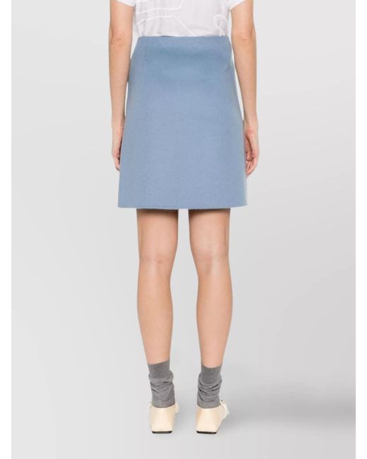 P.A.R.O.S.H. Blue Wool High-Rise Wrap Mini Skirt