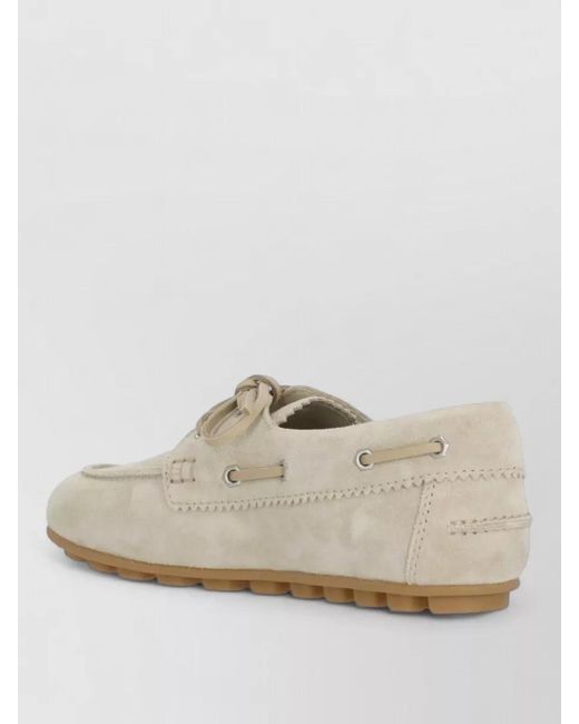 Hogan White Suede Lace Up Loafers Metal Eyelets