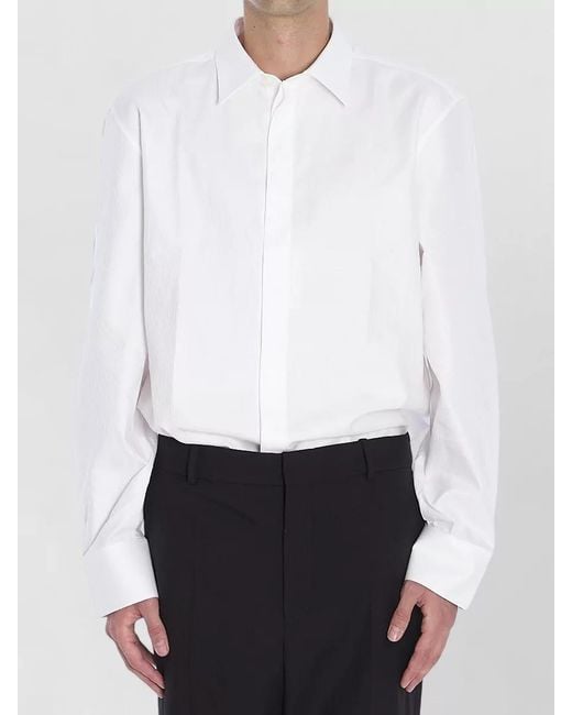 Saint Laurent White Striped Cotton Shirt for men