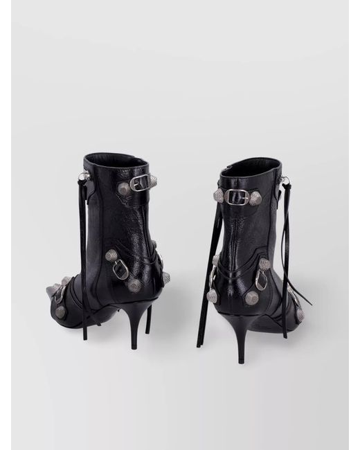 Balenciaga White Lamb Leather Patent Pointy Toe Ankle Boots