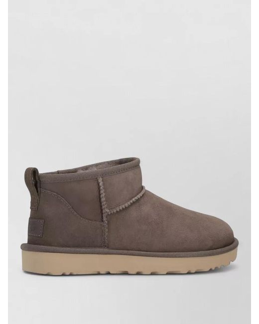 Ugg Brown Ankle Boots Pull Tab Round Toe Suede