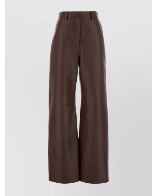 Loewe Brown Lamb Leather Wide-Leg Trousers