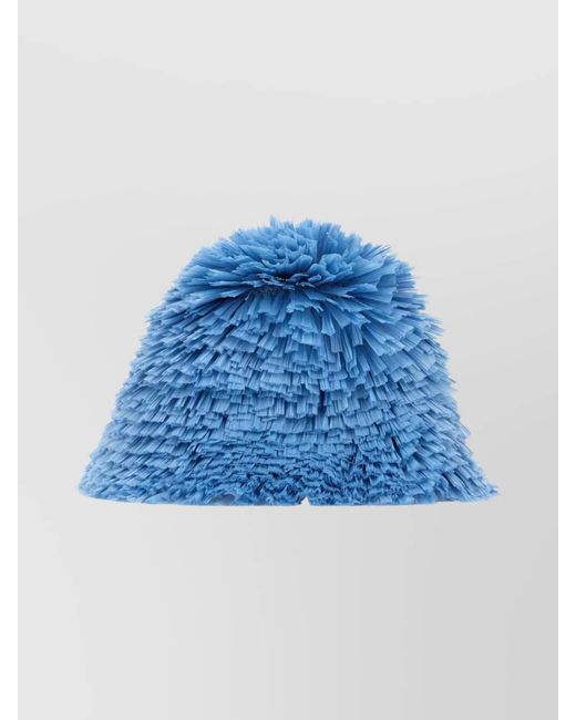 Prada Blue Embellished Raffia Bucket Hat