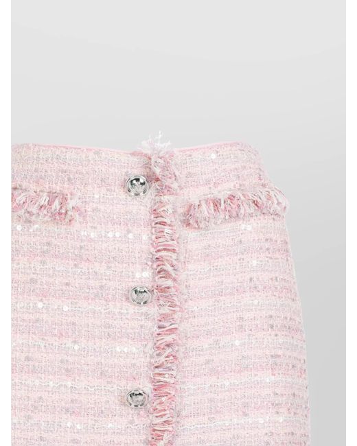 Giambattista Valli Pink Boucle Fringed Mini Skirt