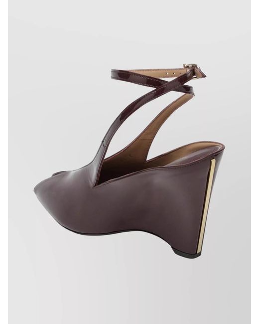 Ferragamo Brown Peep Toe Wedge Sandals