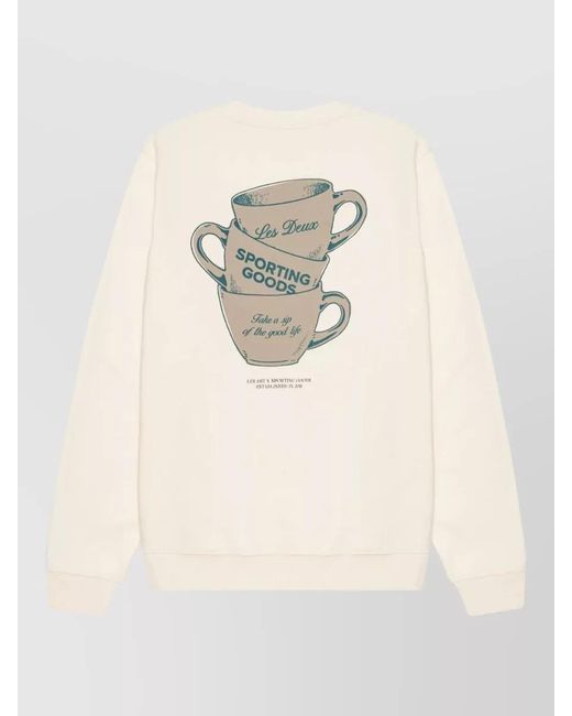 Les Deux Natural Crew Neck Artist Graphic Knit Sweater for men