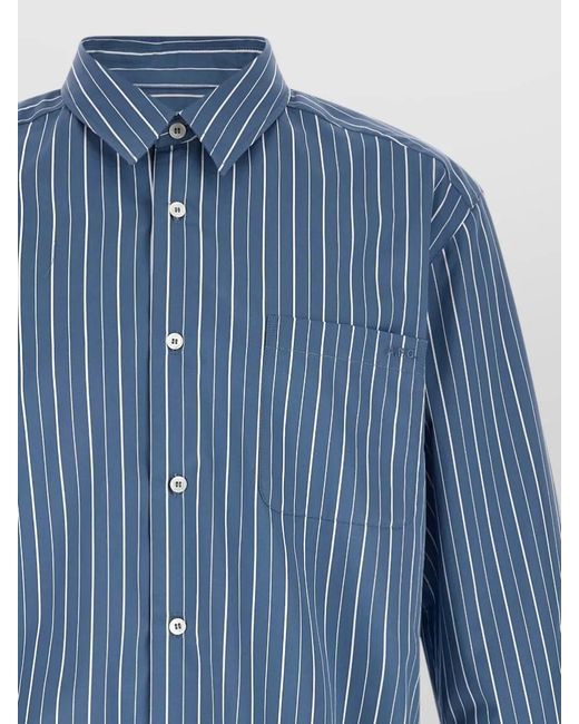 A.P.C. Blue Malo Shirt Long Sleeves Striped Chest Pocket for men
