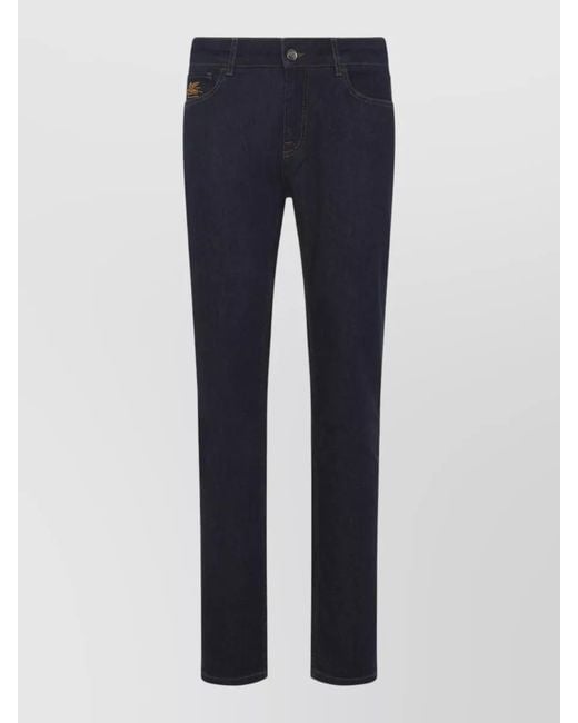 Etro Blue Cotton Denim Straight-Leg Jeans for men