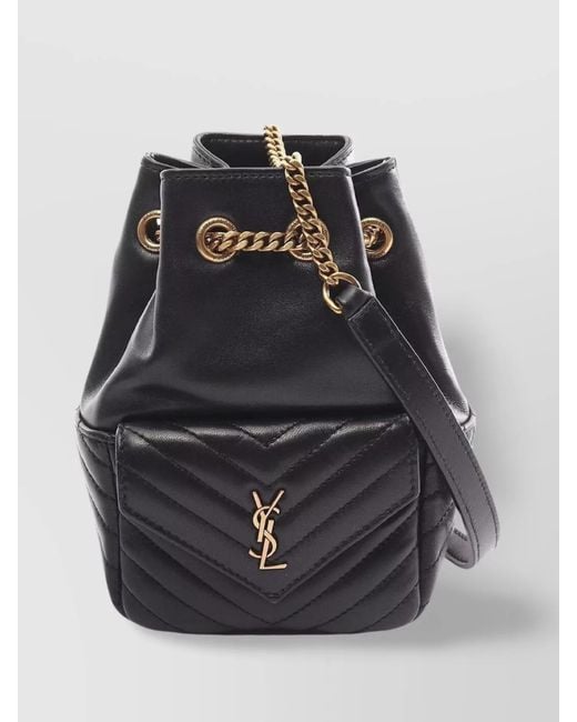 Saint Laurent Black Joe Mini Leather Bucket Bag