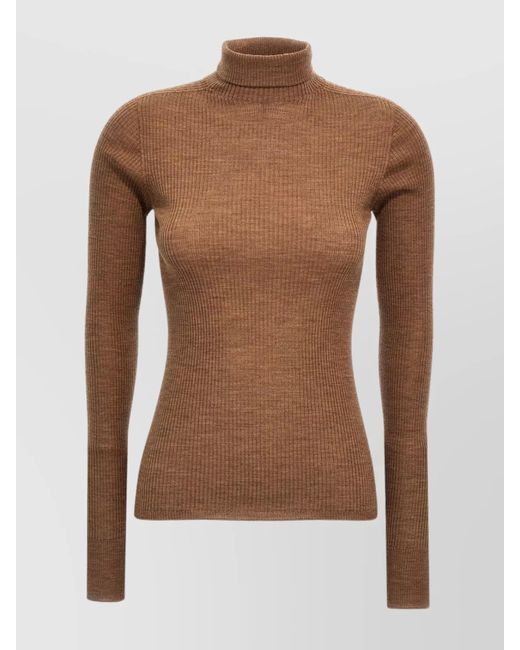 Sportmax Brown 'Flavia' Turtleneck Sweater Long Sleeves