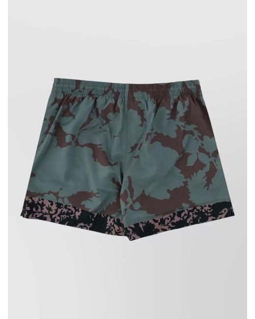 Dries Van Noten Gray Floral Print Swim Shorts for men