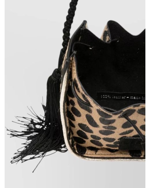 Forte_forte White Leather Leopard-Print Mini Bucket Bag