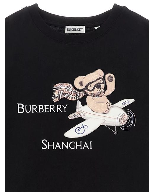 Burberry Black Cedar Shanghai Cotton T Shirt Thomas Bear