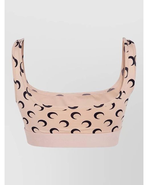 MARINE SERRE Metallic Moon Motif Jersey Sports Bra Top