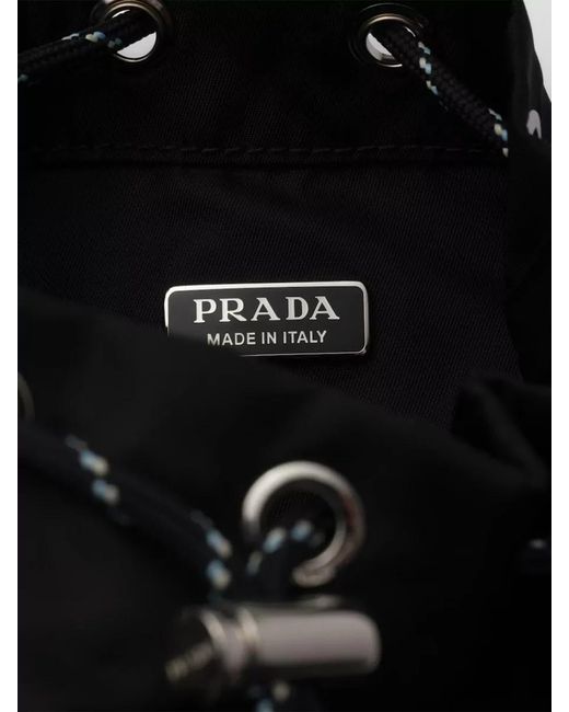 Prada Black Clutch Bag Adjustable Strap Metal Eyelets