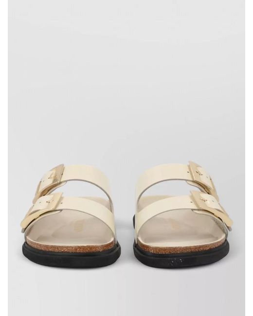 Birkenstock Natural Double Strap Flat Sole Open Toe Slides