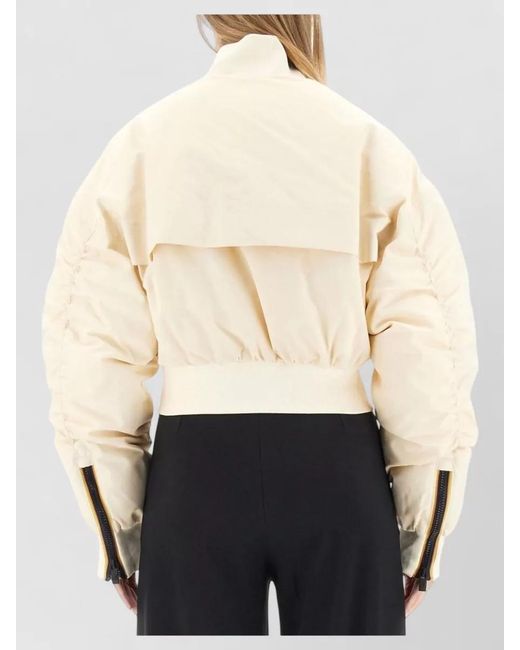 K-Way Blue Cropped Jacket High Collar Long Sleeves