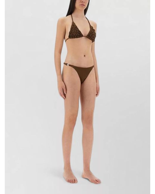 Selia Richwood White Lia Halterneck Triangle Bikini Metal Accents