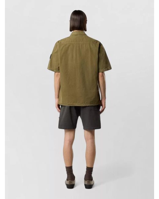 Stone Island Green Short Sleeve Shirt Back Yoke Pocket for men