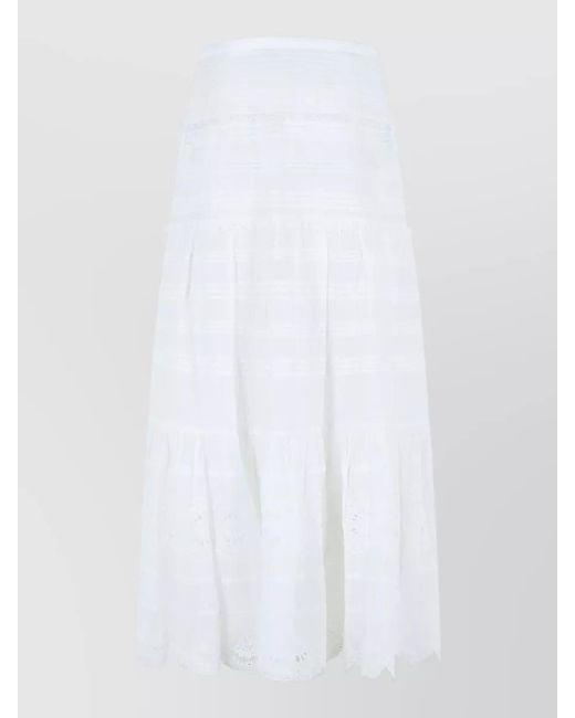 Isabel Marant White Cotton Broderie Anglaise Maxi A-Line Skirt