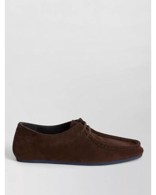Jil Sander Brown Hood Suede Moccasin Lace Up Loafers