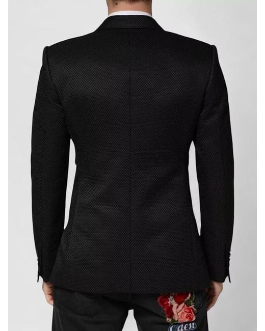Dolce & Gabbana Black Cotton Double Breasted Blazer Two Buttons for men